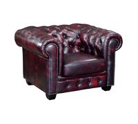 Fauteuil Chesterfield BRENTON 100% cuir de buffle - VENTE-UNIQUE - 1 place - Marron