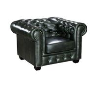 Fauteuil chesterfield BRENTON - VENTE-UNIQUE - 100% cuir de buffle - Vert empire