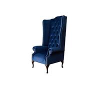 Fauteuil Chesterfield canapé textile lounge rembourré bleu luxe fauteuil à oreilles