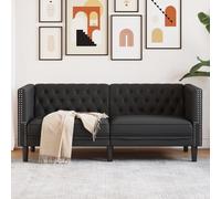 vidaXL Fauteuil Chesterfield noir similicuir