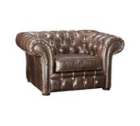 Fauteuil de salon Vente-Unique Fauteuil chesterfield CLOTAIRE 100% cuir vieilli