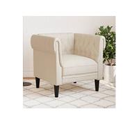 vidaXL Fauteuil Chesterfield - Chaise de relaxation avec accoudoirs et dossier - Lin