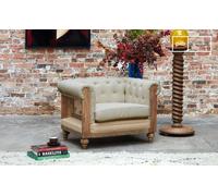 Fauteuil chesterfield en lin et coton amande Montaigu