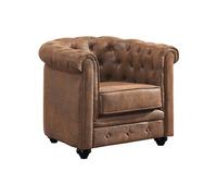 Fauteuil CHESTERFIELD en microfibre aspect cuir vieilli