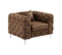 Vente-unique - Fauteuil Chesterfield en Microfibre Aspect Cuir Vieilli Edwina