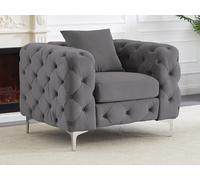 Fauteuil chesterfield en velours anthracite EDWINA Gris anthracite