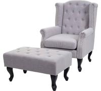 Fauteuil deluxe Chesterfield MENDLER gris avec ottomane Gris G