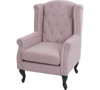 Fauteuil Chesterfield, fauteuil relax fauteuil club fauteuil à oreilles, tissu/textile hydrofuge ~ rose clair sans ottomane