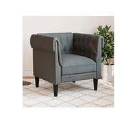 vidaXL Fauteuil Chesterfield – Chaise de relaxation, accoudoirs et dossier – Tissu gris foncé