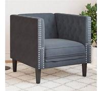 Fauteuil Chesterfield gris foncé velours Gris foncé G