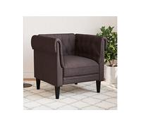 Fauteuil Chesterfield marron foncé tissu