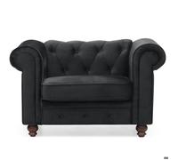 MENZZO Grand fauteuil Chesterfield velours Noir