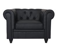Fauteuil Chesterfield MENZZO Noir - Style Classique - Intemporel - Relaxation