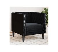 vidaXL Fauteuil Chesterfield Club Velours noir