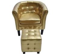 Fauteuil Chesterfield or avec repose pied Or G