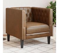 vidaXL Fauteuil Chesterfield marron similicuir daim, chaise de canapé, canapé simple, fauteuil de baignoire, fauteuil, canapé, canapé confortable