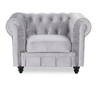 Fauteuil Chesterfield velours Altesse Argent