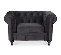 Fauteuil Chesterfield Velours Altesse Noir