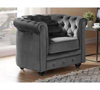 Fauteuil CHESTERFIELD - Velours anthracite