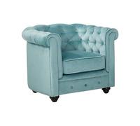 Fauteuil en velours CHESTERFIELD - Bleu pastel