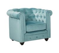 Fauteuil CHESTERFIELD - Velours bleu pastel
