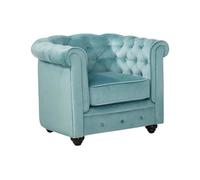 Fauteuil CHESTERFIELD - Velours bleu pastel