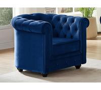 Fauteuil CHESTERFIELD - Velours bleu roi