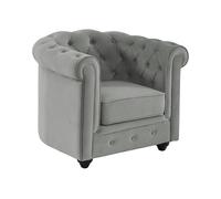 Fauteuil CHESTERFIELD - Velours gris clair