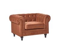 Fauteuil CHESTERFIELD Velours Marron doré