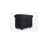 Fauteuil CHESTERFIELD - velours noir et boutons effet cristal