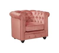 Fauteuil CHESTERFIELD - Velours rose pastel