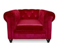 Fauteuil Chesterfield velours Rouge - MENZZO - Classique - Intemporel - Relaxation