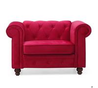 MENZZO Grand fauteuil Chesterfield velours Rouge