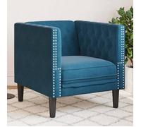Fauteuil Chesterfield velours - vidaXL - Bleu - 71x74.5x70.5 cm - Velours - Rembourré - Boutons tuftés - Pieds robustes
