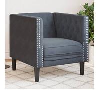 Fauteuil Chesterfield velours - vidaXL - Gris foncé - 71x74.5x70.5 cm - Velours doux - Boutons tuftés