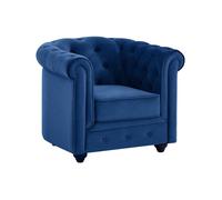 Fauteuil CHESTERFIELD - Velours bleu roi