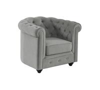Vente-unique - Fauteuil Chesterfield - Velours Gris Clair