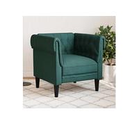 vidaXL Fauteuil Chesterfield – Tissu vert foncé, moderne, avec accoudoirs et pieds