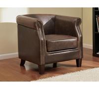 Fauteuil club 100% cuir vieilli ENGUERRAND Marron Chocolat