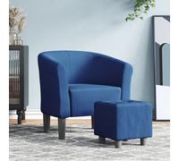 Fauteuil club avec repose-pieds Bleu Tissu