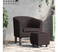 Fauteuil club avec repose-pieds Marron Similicuir