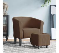 Fauteuil club avec repose-pieds Marron Tissu