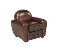Fauteuil club en cuir vieilli BAUDOIN - Chocolat