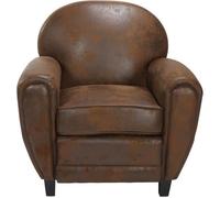 Fauteuil Club Marron Vieilli - RENDEZ VOUS DECO - Vintage - Cuir - Microfibre - Salon - 1 place