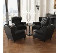 Fauteuil Club Moderne Mi-Siècle et Table en Bois Style Vintage Cigar Lounge Fauteuil pour Café Bar Salon avec Pieds en Métal