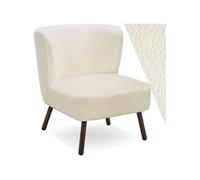 tectake® Fauteuil Cocktail rembourré, 61x68x69 cm, Dossier incurvé, Bouclé | Dossier extra large, Style scandinave, Rembourrage épais Mousse haute densité, Embouts antidérapants, Max.150kg, Blanc Cassé