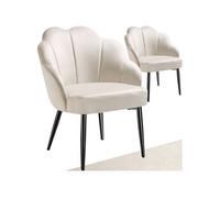 Fauteuil cocktail rembourré en velours Lot de 2 crème/noir