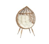 MERIDA - Fauteuil Cocon Effet Rotin Assise Capitonnée