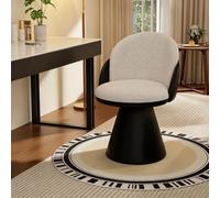 Fauteuil Coiffeuse Pivotant 360° en Chenille et Similicuir,Fauteuil Rembourré Élégant avec Dossier Arrondi Enveloppant et Assise Haute Résilience,pour Dressing et Coin Maquillage A