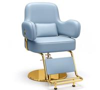 Fauteuil Coiffure de Salon, Chaise Coiffure Professionnel avec Pompe Hydraulique Robuste,Bleu,J